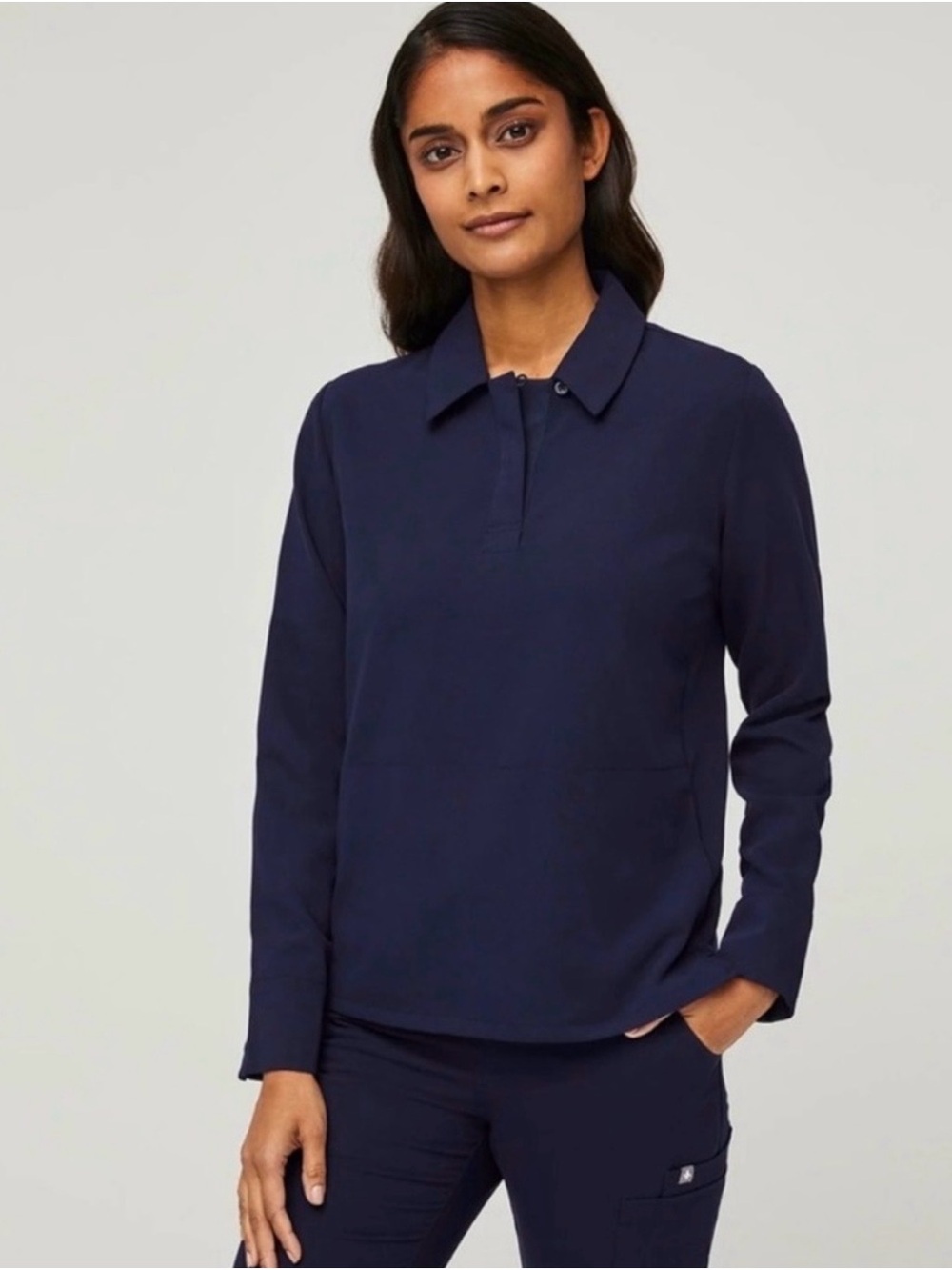 Women’s Figs Navy Nala Longsleeve Scrubpolo